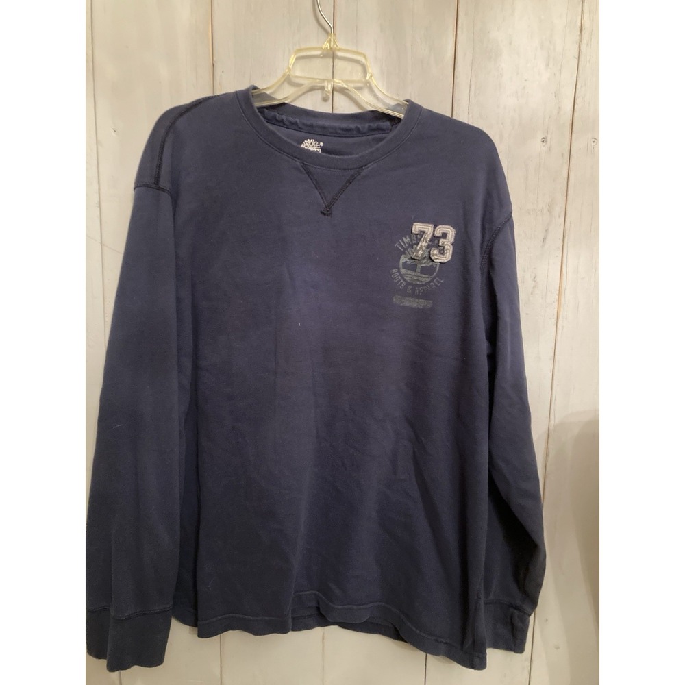Timberland Cotton Pullover Sweatshirt Navy Blue Patch Logo long Sleeve Crew S-XL